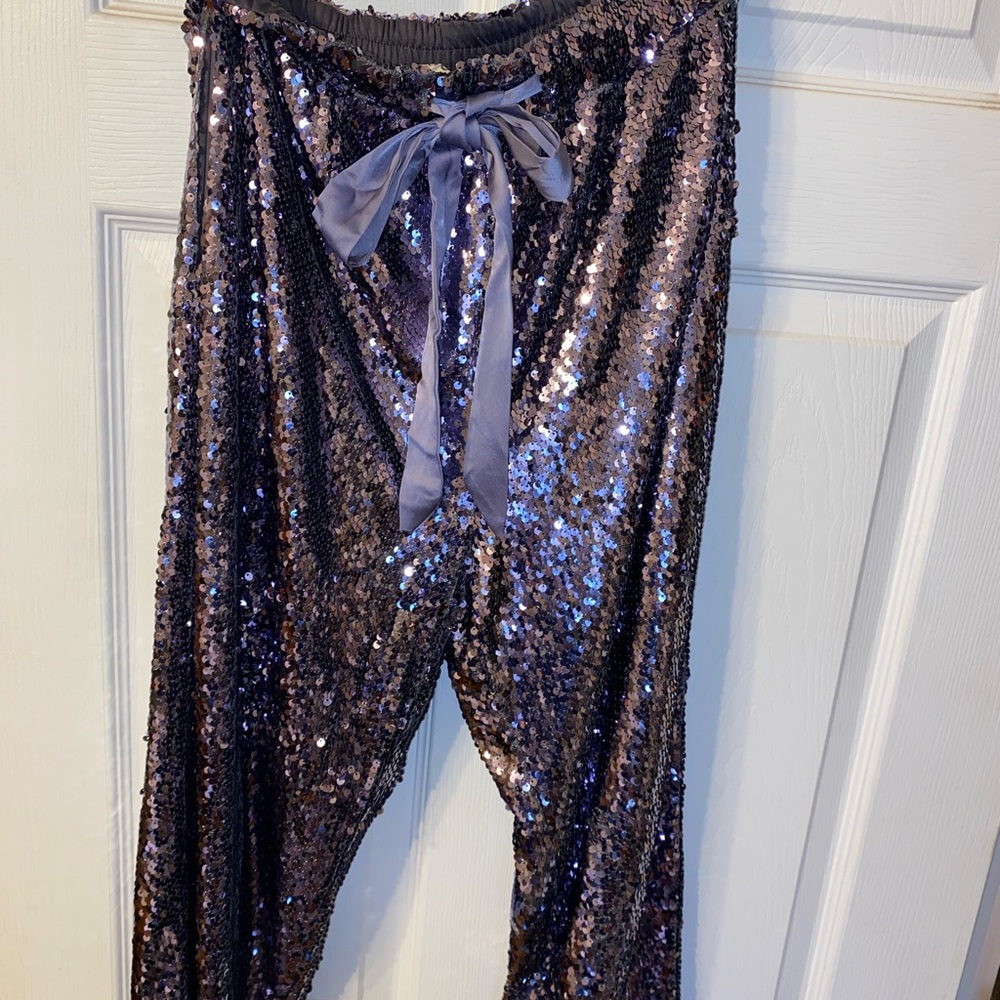 Purple sequined ankle pant